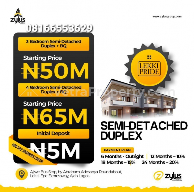  Lekki Pride Estates in ABRAHAM ADESANYA Ajah-lekki  House for Sale Ajah Lagos Vetra  Property