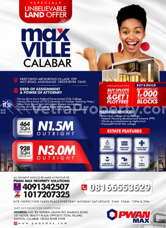  Max Ville Estate Calabar  Land for Sale Calabar Cross River Vetra  Property