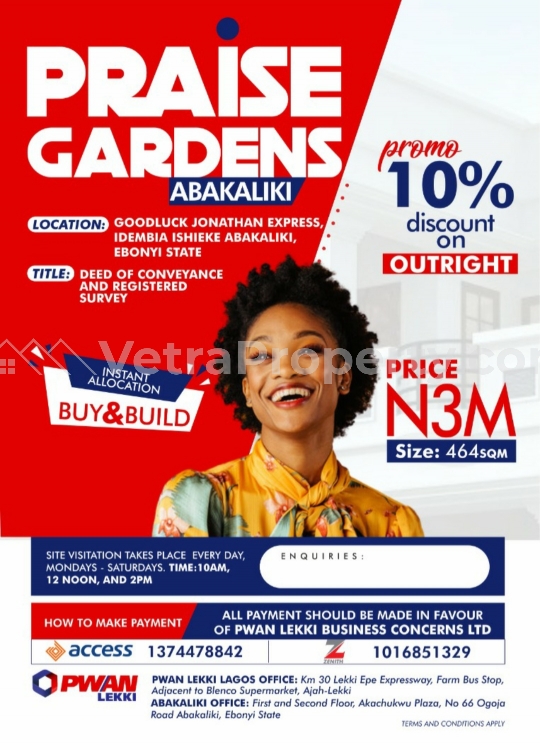  Praise Garden Estate Abakaliki  Land for Sale Abakaliki Ebonyi Vetra  Property