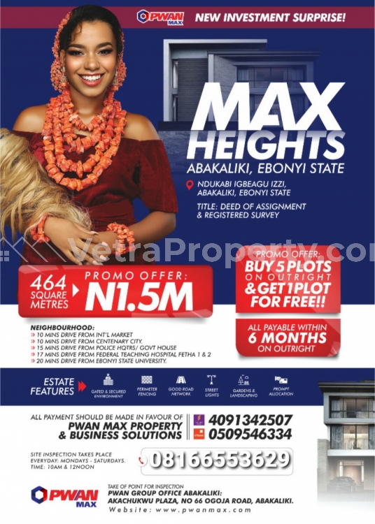  Max Heights Estate Abakaliki  Land for Sale Abakaliki Ebonyi Vetra  Property