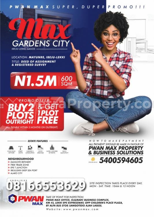  Max Garden City Estate  Land for Sale Ibeju Lekki Lagos Vetra  Property