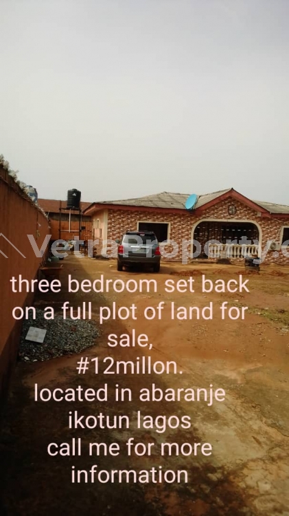  Very Clean 3 Bedroom Bungalow On A Full Plot Of Land For Sale At Abaranje, Ikotun  House for Sale Ikotun Igando Lagos Vetra  Property