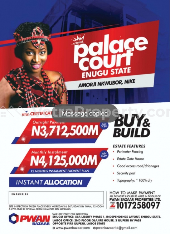  Palace Court Estate Enugu  Land for Sale Enugu Enugu Vetra  Property