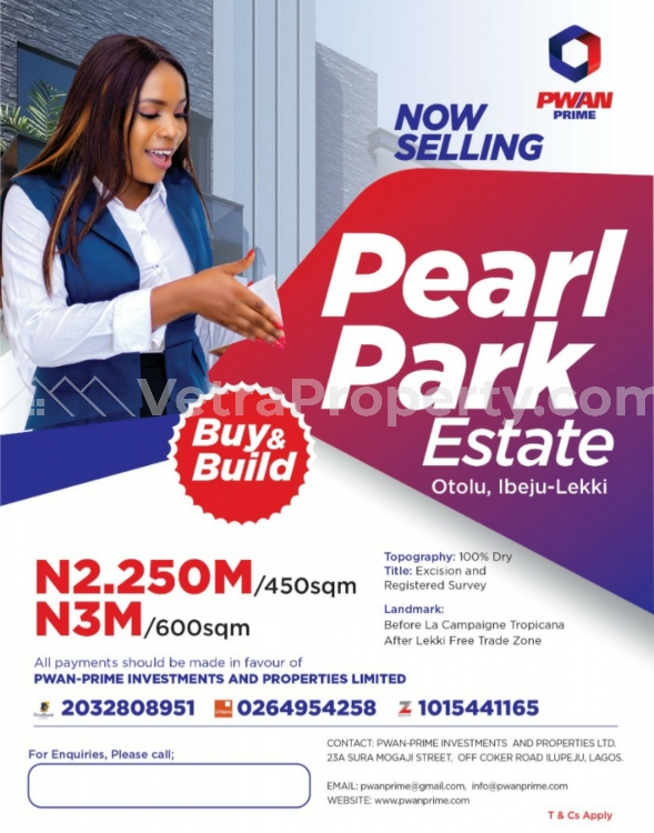  Pearl Park Estate  Land for Sale Ibeju Lekki Lagos Vetra  Property