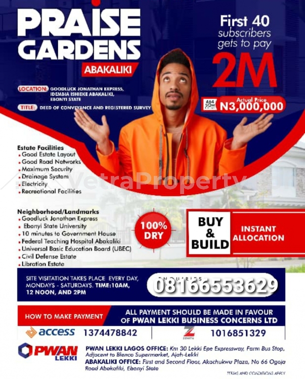  Praise Garden Estate Abakaliki  Land for Sale Abakaliki Ebonyi Vetra  Property