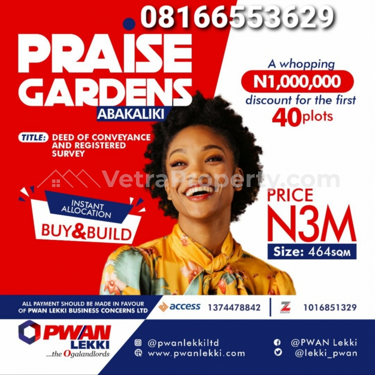  Praise Garden Estate in Abakaliki  Land for Sale Abakaliki Ebonyi Vetra  Property