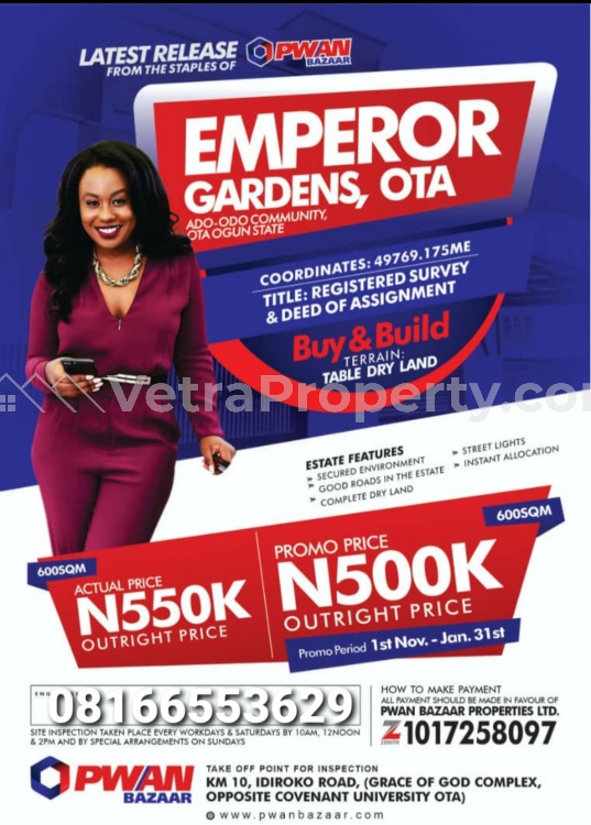  Emperor Garden Estate in Ota Ogun  Land for Sale Ado Odo Ota Ogun Vetra  Property