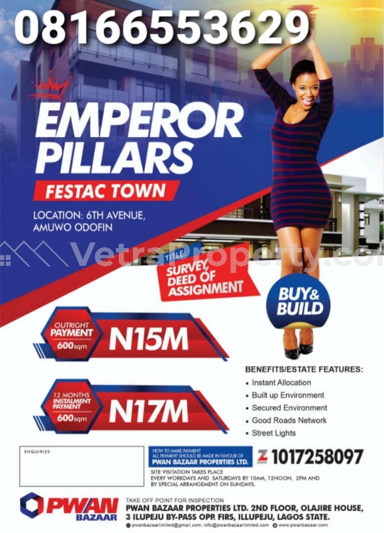  Emperor Pillars Estate in Festac  Land for Sale  Lagos Vetra  Property