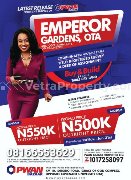  Emperor Garden Estate in Ota Ogun State  Land for Sale Ado Odo Ota Ogun Vetra  Property
