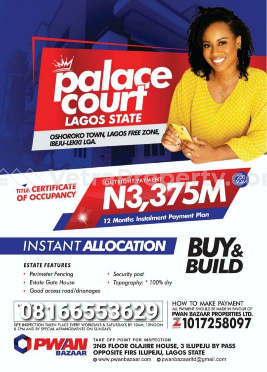  Palace Court Estate in Ibeju wonderful place to invest  Land for Sale Ibeju Lekki Lagos Vetra  Property