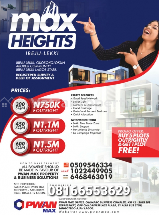  Max Height Estate in Ibeju with Great profit  Land for Sale Ibeju Lekki Lagos Vetra  Property