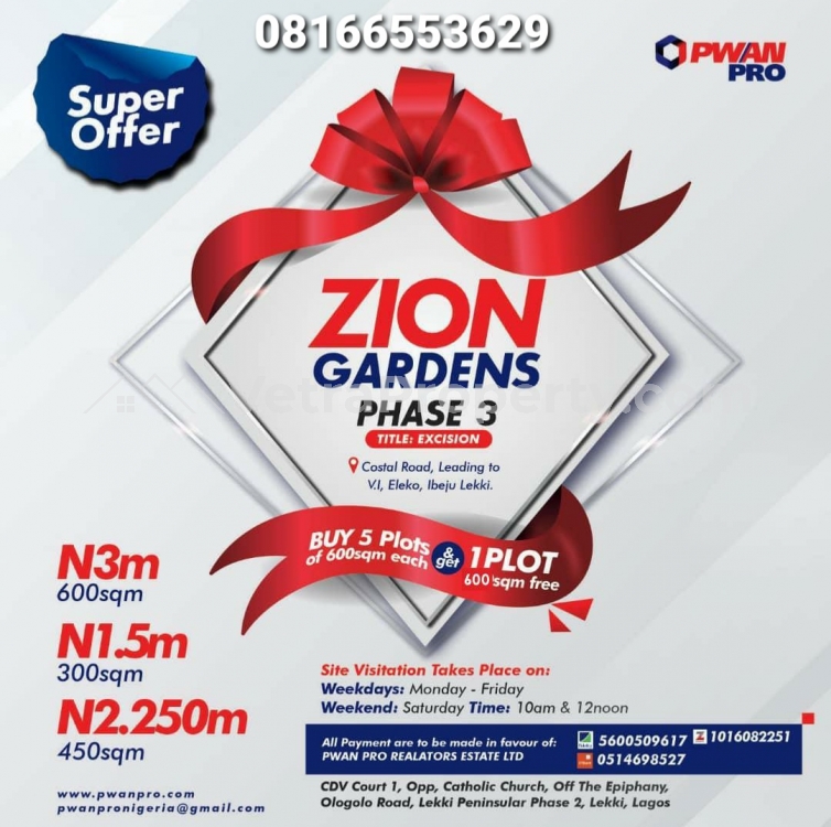  ZION GARDENS Estate leading to VI, Coastal road  Land for Sale Ibeju Lekki Lagos Vetra  Property