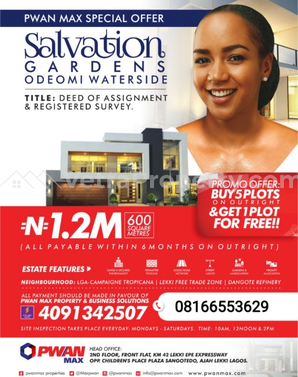  Salvation Garden water Side ESTATE  Land for Sale Ibeju Lekki Lagos Vetra  Property