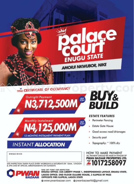  Palace court Estate Enugu  Land for Sale Enugu Enugu Vetra  Property