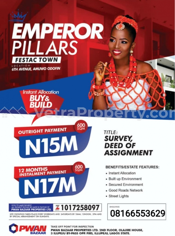  Emperor pillars Gated ESTATE in Festac  Land for Sale  Lagos Vetra  Property