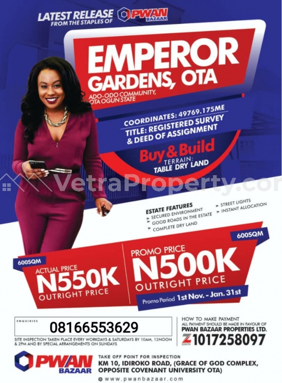  Emperor Estate in OTA  Land for Sale Ado Odo Ota Ogun Vetra  Property