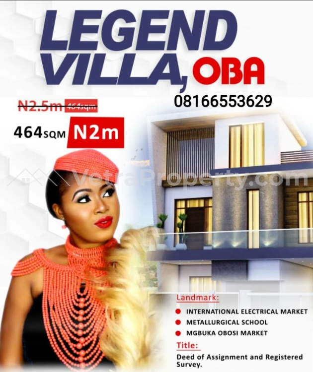  Legend villa Oba  Land for Sale Anambra Anambra Vetra  Property