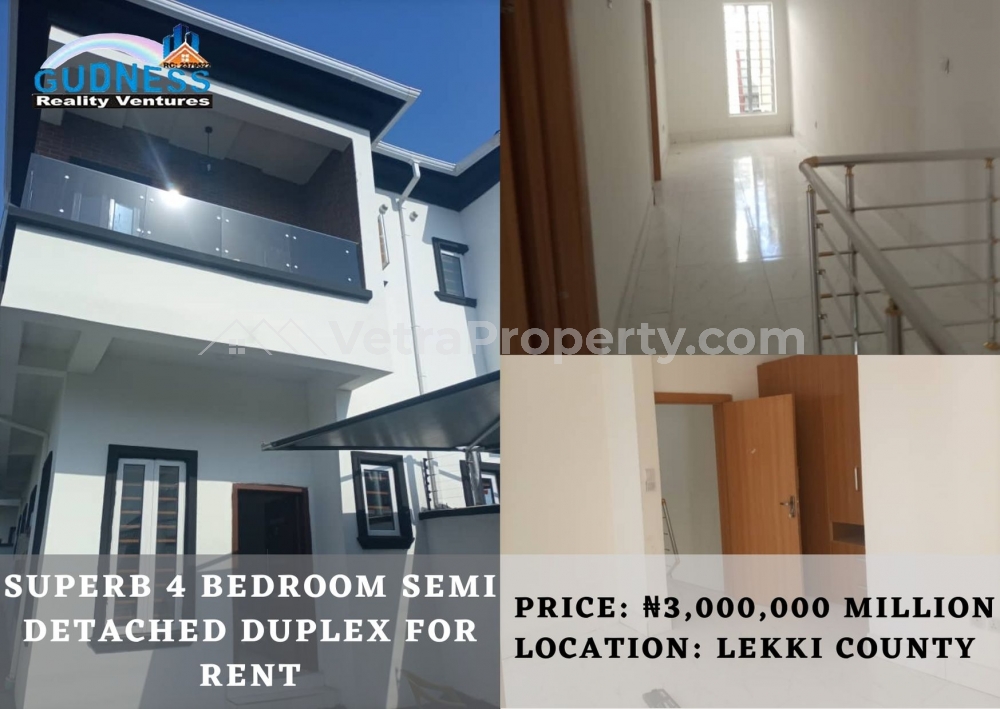  Superb 4 Bedroom Semi Detached Duplex For Rent  4 bedroom House for Rent Lekki Lagos Vetra  Property
