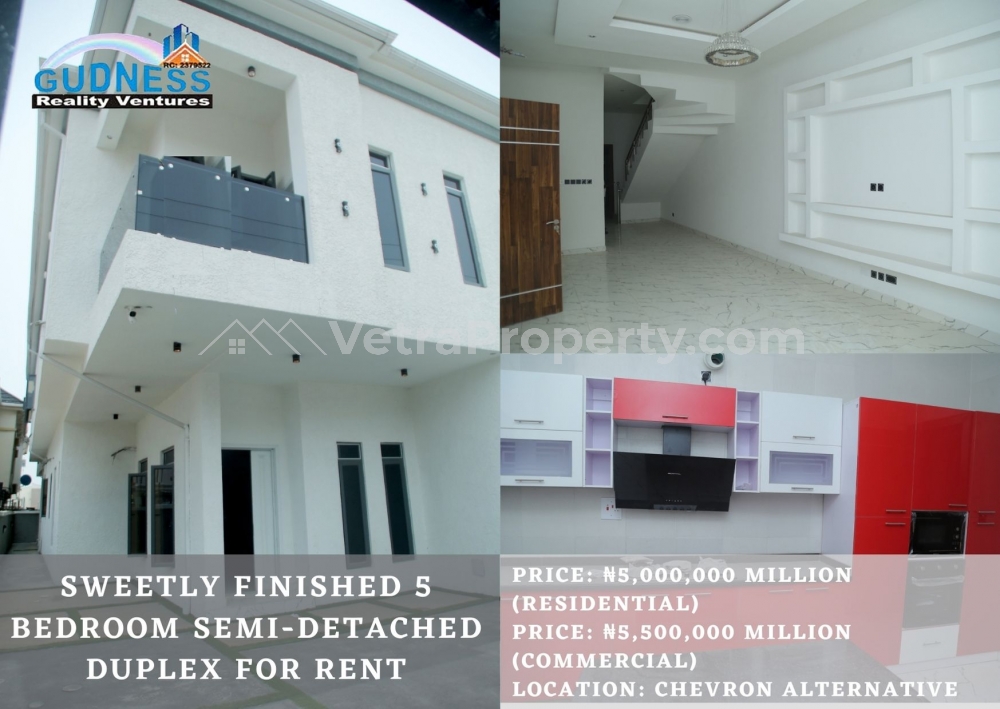  Sweetly Finished 5 Bedroom Semi-detached Duplex for Rent  5 bedroom House for Rent Lekki Lagos Vetra  Property