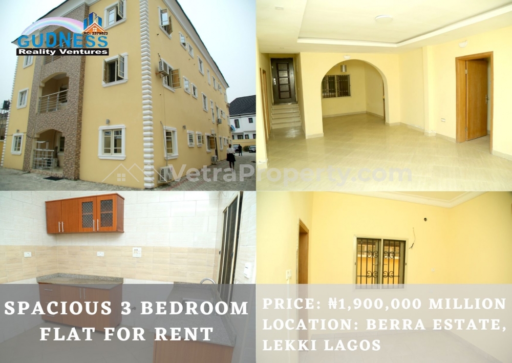  Spacious 3 Bedroom Flat For Rent  3 bedroom Flat for Rent Lekki Lagos Vetra  Property