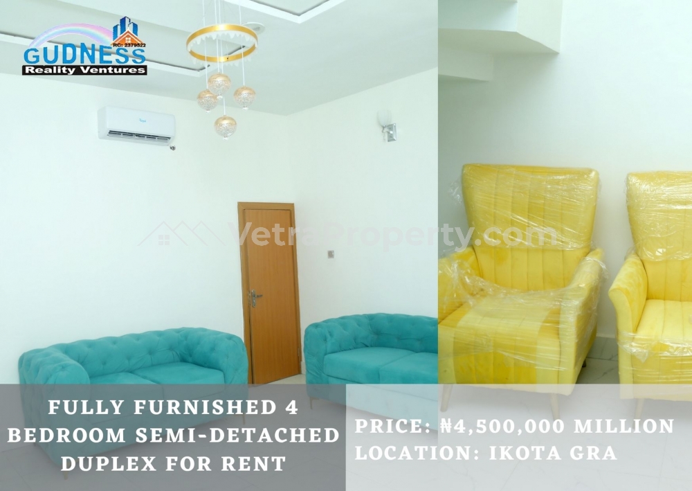  Fully Furnished 4 Bedroom Semi-Detached Duplex For Rent  4 bedroom House for Rent Lekki Lagos Vetra  Property