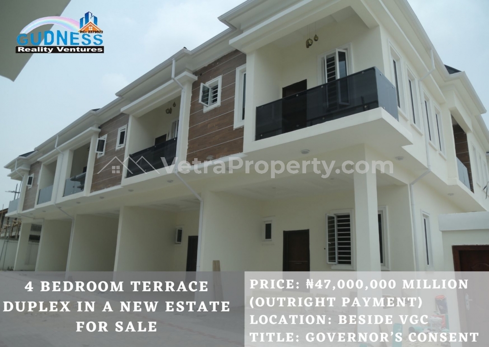  4 Bedroom Terrace Duplex In A New Estate for Sale  5 bedroom House for Sale Lekki Lagos Vetra  Property