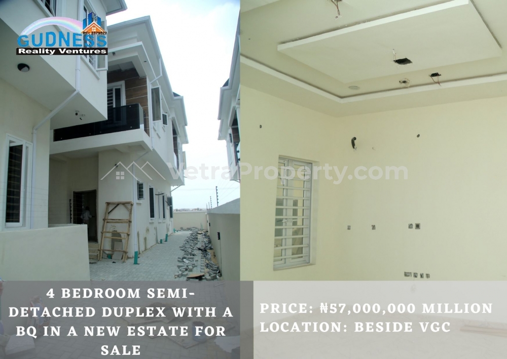  4 Bedroom Semi-detached Duplex with a BQ In A New Estate  4 bedroom House for Sale Lekki Lagos Vetra  Property