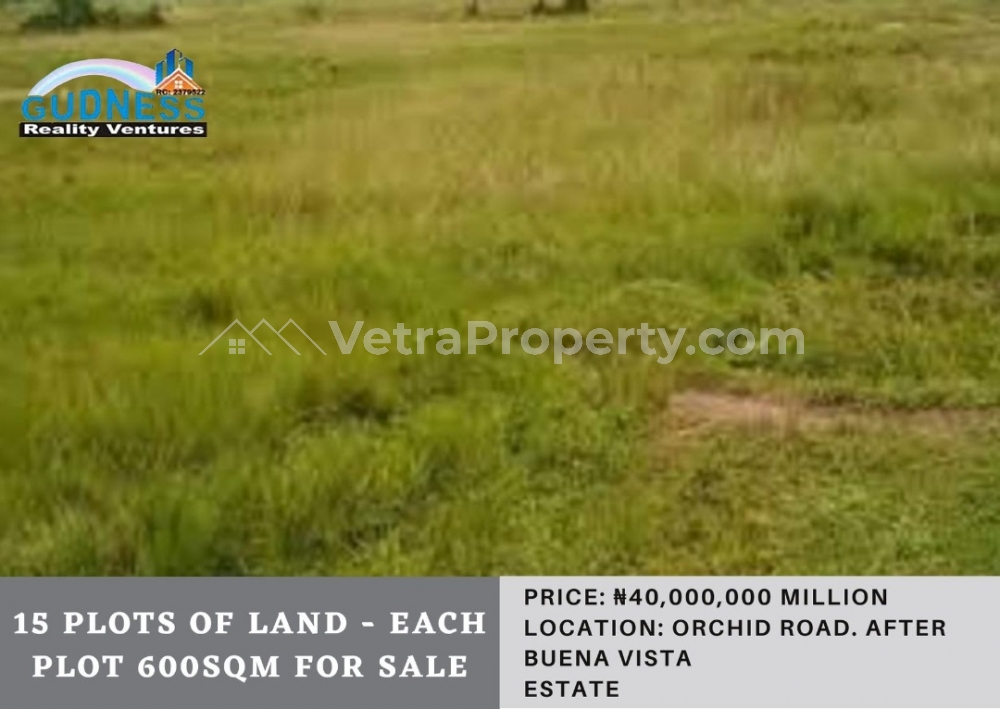  15 Plots Of Land - Each Plot 600sqm  Land for Sale Lekki Lagos Vetra  Property
