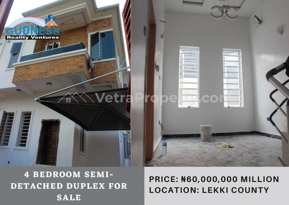  4 Bedroom Semi-Detached Duplex  4 bedroom House for Sale Lekki Lagos Vetra  Property