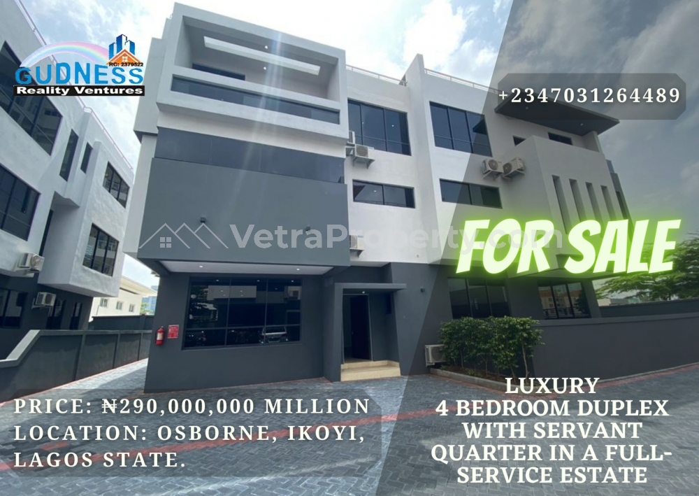  Luxury 4 Bedroom Duplex with Servant Quarter in a Full-Service Estate  4 bedroom House for Sale Ikoyi Lagos Vetra  Property