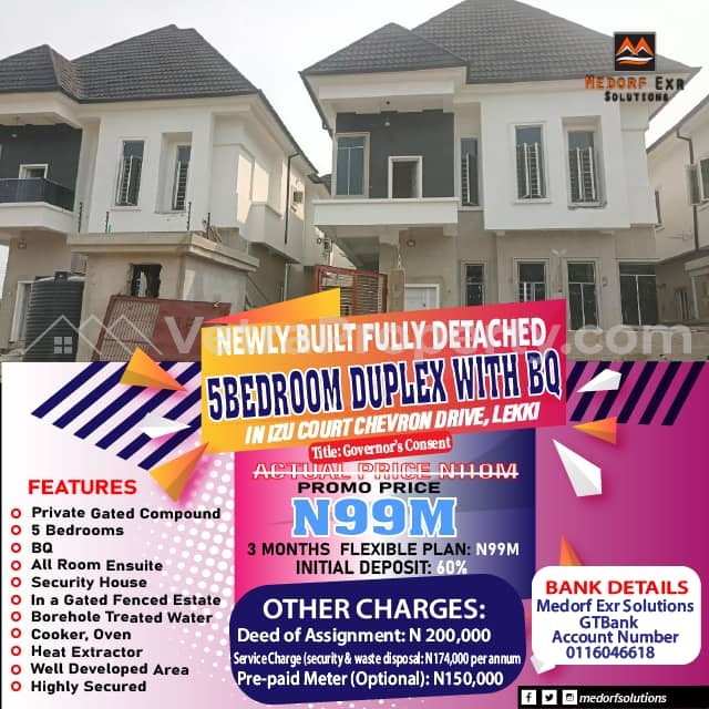  Exquisitely Finished 5 Bedroom Fully Detached Duplex With BQ  5 bedroom House for Sale Lekki Lagos Vetra  Property