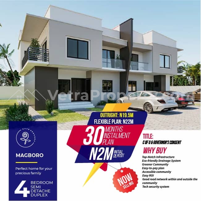  4 Bedroom Semi Detached Duplex - Rose Garden  4 bedroom House for Sale Obafemi Owode Ogun Vetra  Property