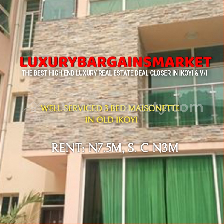  WELL SERVICED 3 BED MAISONETTE (FURNISHED AND UNFURNISHED) PLUS SWIMMING POOL, GYM & KIDS PLAY AREA @N7.5M S.C N3M. CALL PRINCE ADEMOLA OSINUGA LUXURYBARGAINSMARKET NOW TO CLOSE  3 bedroom House for Rent Ikoyi Lagos Vetra  Property