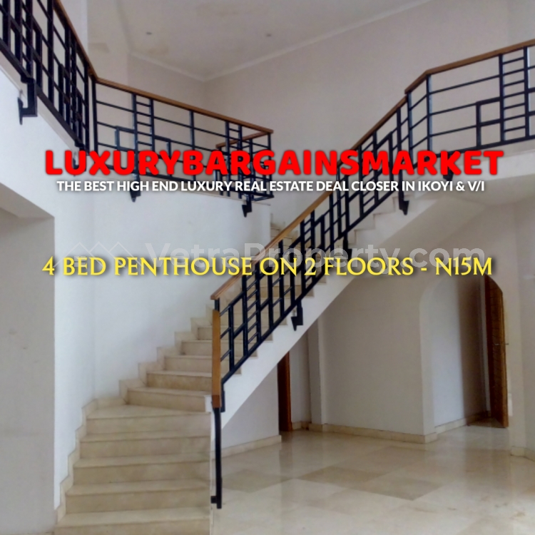  WELL SERVICED 4 BED PENTHOUSE + TENNIS, BUSH BAR, SWIMMING POOL, GYM , CHILDREN PLAY AREA, ELEVATORS, ETC IN OLD IKOYI RENT: N15M X 2YRS SERVICE CHARGE: N6M  4 bedroom Flat for Rent Ikoyi Lagos Vetra  Property