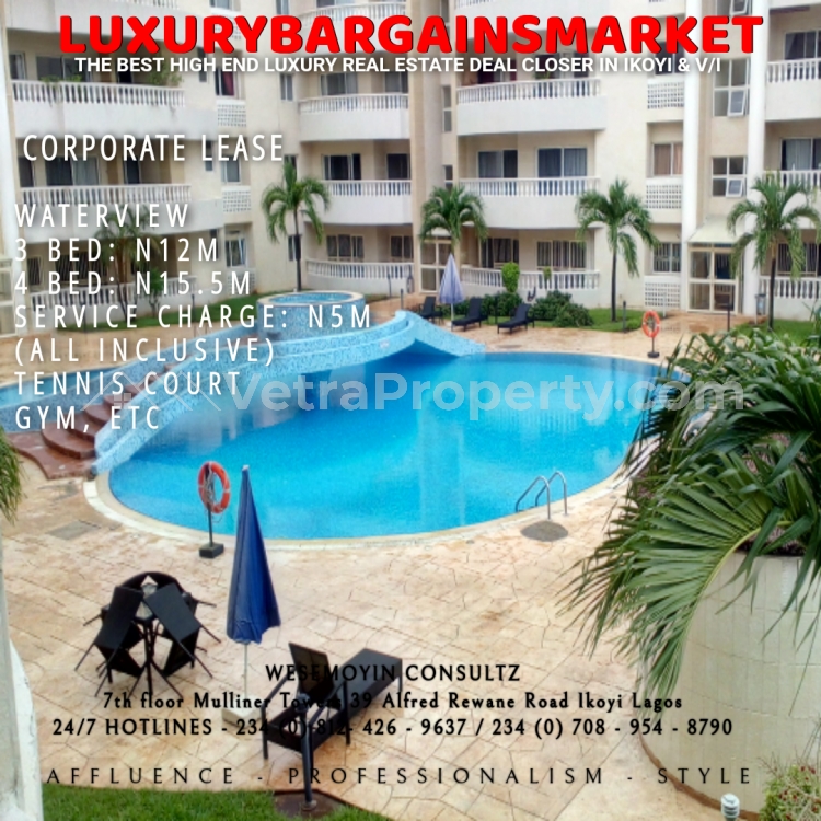  LUXURY 3 & 4: BEDROOM APARTMENTS + SWIMMING POOL, TENNIS COURT, BUSH BAR, CHILDREN PLAY AREA, ELEVATOR, ETC IN OLD IKOYI @N12.5M - 3 BED & N15.5M - 4 BED. CALL PRINCE ADEMOLA NOW  3 bedroom Flat for Rent Ikoyi Lagos Vetra  Property