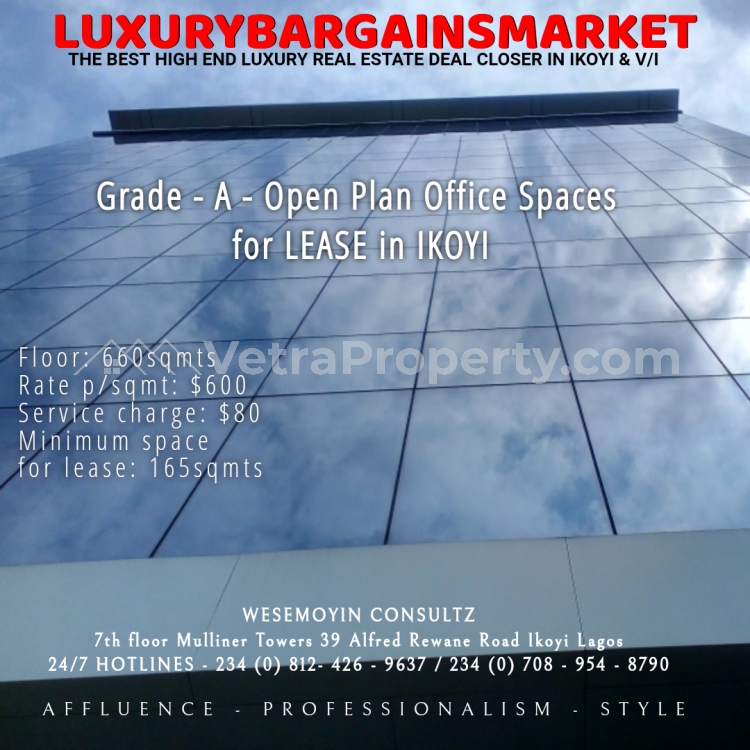  ULTRA MODERN OPEN PLAN OFFICE SPACES FOR LEASE @$450 P/SQMT IN IKOYI!  Commercial Property for Rent Ikoyi Lagos Vetra  Property