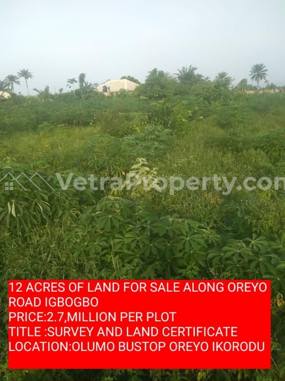  12 ACRES OF LAND FOR SALE  Land for Sale Ikorodu Lagos Vetra  Property
