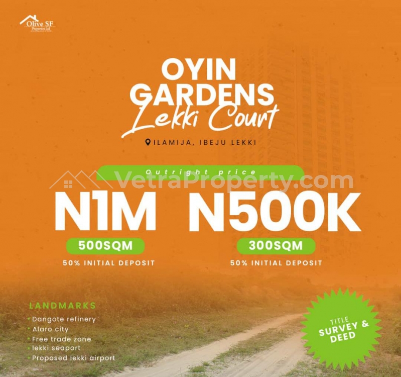  Dry land at Oyin Gardens, Ibeju Lekki  Land for Sale Ibeju Lekki Lagos Vetra  Property