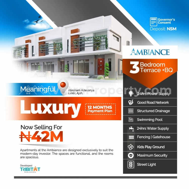  3 Bedroom Terraced Duplex +BQ @ Abraham Adesanya, Ajah  3 bedroom House for Sale Ajah Lagos Vetra  Property