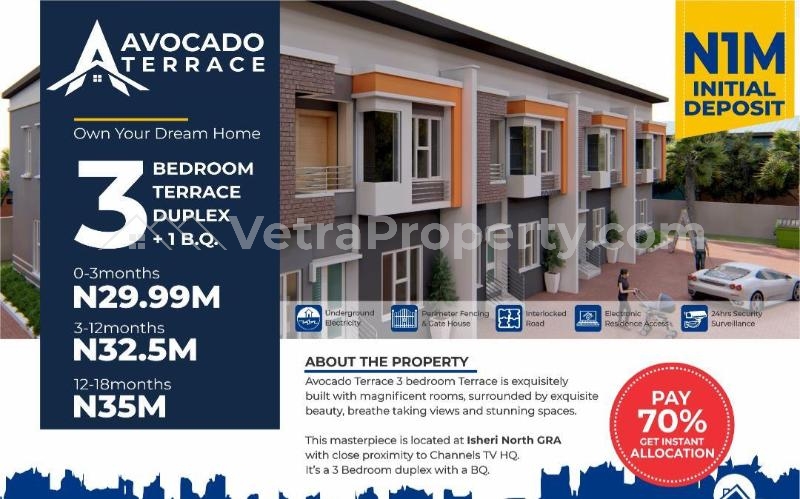  Exquisite & Luxury 3 Bedroom Avacado Terrace @ Isheri  3 bedroom House for Sale Kosofe Ikosi Lagos Vetra  Property