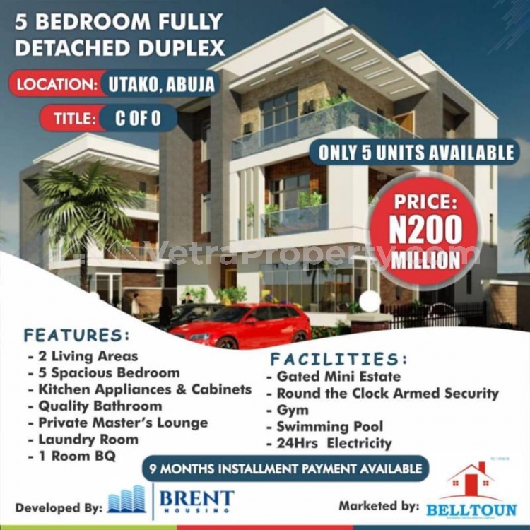  Luxury & all Rnsuite 5 Bedroom Fully Detached Duplex @Utako Abuja  5 bedroom House for Sale Utako Abuja Vetra  Property