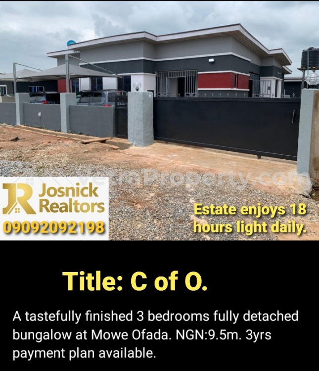  Fully Completed 3 Bedrooms Detached Bungalow with 3 years payment plan  3 bedroom House for Sale Obafemi Owode Ogun Vetra  Property