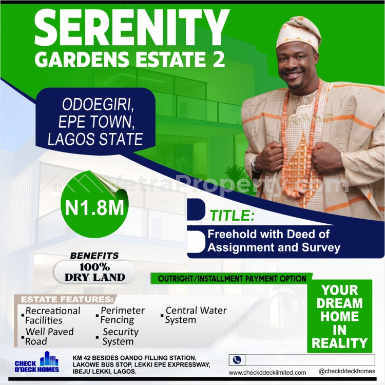  Affordable Dry Lands at Serenity Gardens Estate 2, Epe, Lagos.  Land for Sale Epe Lagos Vetra  Property