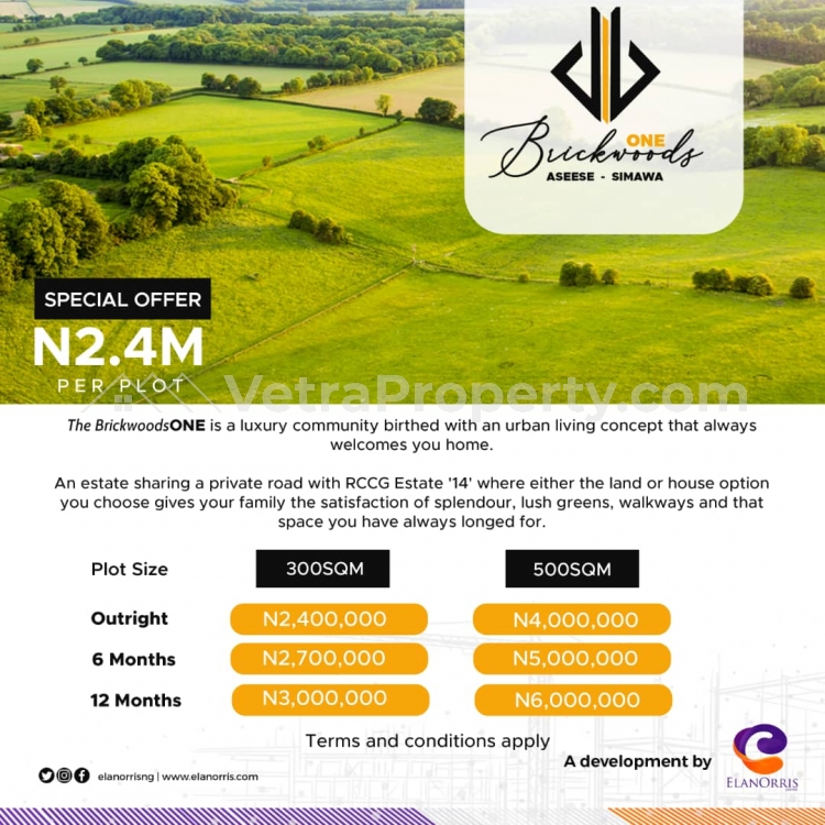  Brickswood Asese-Simawa  Land for Sale Obafemi Owode Ogun Vetra  Property
